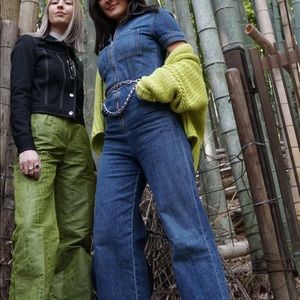 Reformation Zip Up Denim Jumpsuit